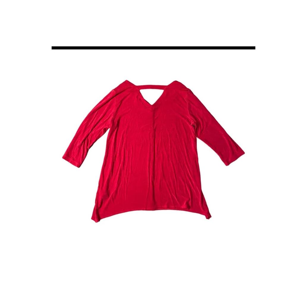 Travelers by chicos red asymmetrical blouse size 2